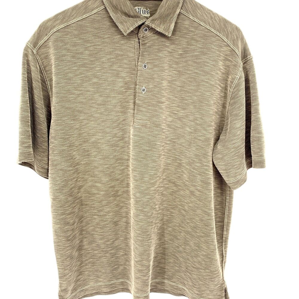 Blue by Pronto Uomo Polo Shirt Mens M Brown Tan Stitch